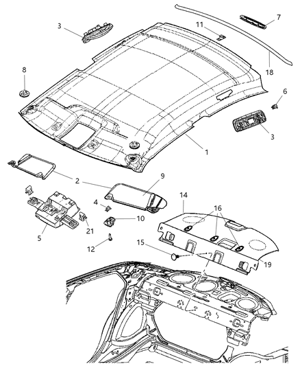 Nut Retainer M6 X 1.00 Rear Shelf Panel Attachment Diagram for 68020729AA