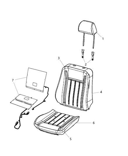 2013 Chrysler 300 Cover Front Seat Back Diagram for 5RL95DW1AA