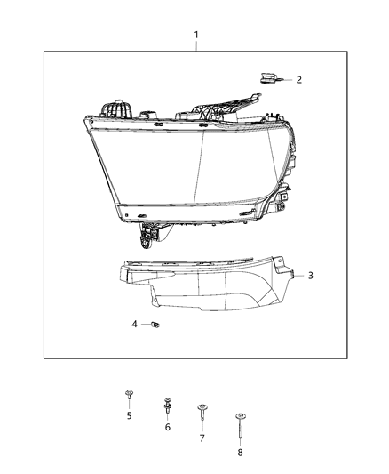Headlamp Diagram for 68316088AD
