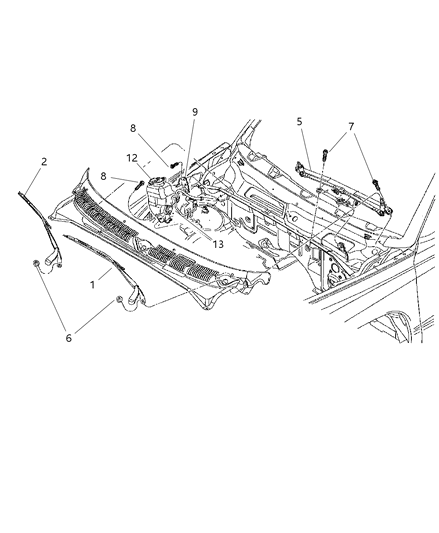 2005 Chrysler PT Cruiser Blade Wiper Diagram for 55077091AB