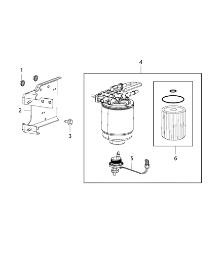 Housing Fuel Water Separator W/Heater Diagram for 68197866AC