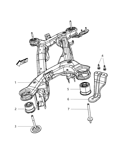 Crossmember Rear Suspension Diagram for 5151022AA