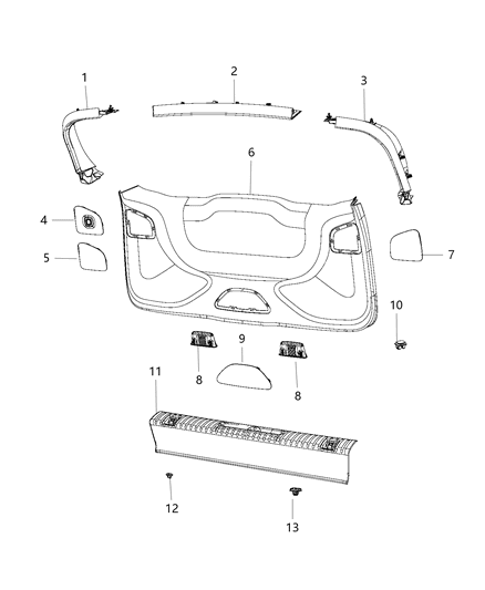 Pull Cup Liftgate Diagram for 5RJ29DX9AA