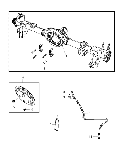 1990 Dodge D250 Housing Rear Axle Diagram for 68003261AA
