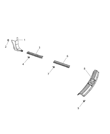 2001 Dodge Durango Plate Scuff Diagram for 1BE44DX9AB