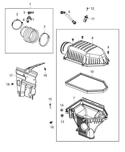 1996 Dodge B1500 Body Air Cleaner Diagram for 68175164AB