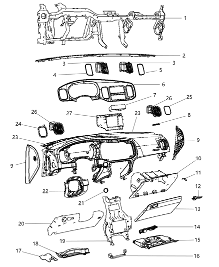 Panel Instrument Panel Diagram for 6VV63LA8AA