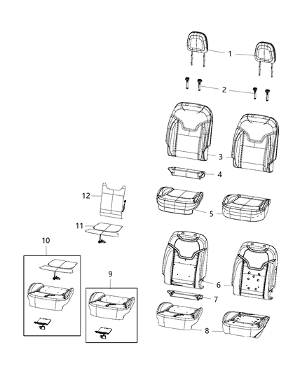 2011 Jeep Grand Cherokee Foam Seat Cushion Front Diagram for 68272260AA