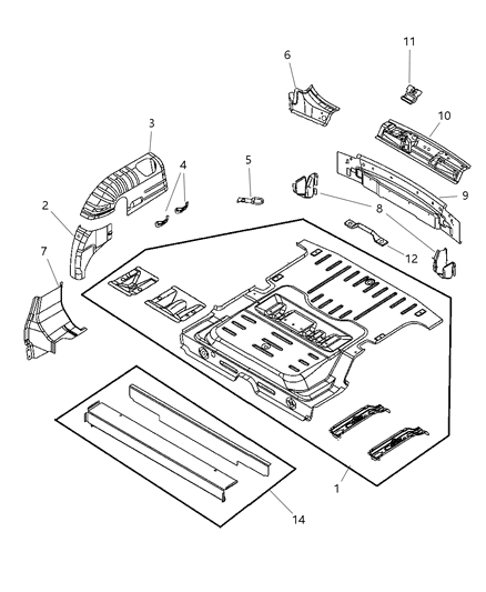 Reinforcement Floor Pan Diagram for 4724576AB