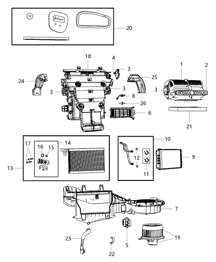 Housing Air Inlet Includes: Air Inlet Door, Seal Diagram for 68079478AA