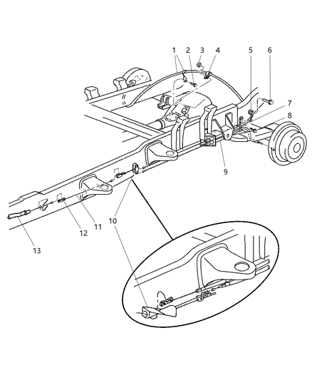 Tensioner Parking Brake Cable Diagram for 52008437AD