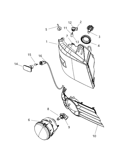 Lamp Front Fog Diagram for 5182021AA