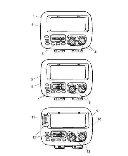 Knob A/C And Heater Control - Rotary Diagram for 5011109AA