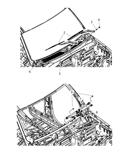 Panel Cowl Top Diagram for 55157159AI