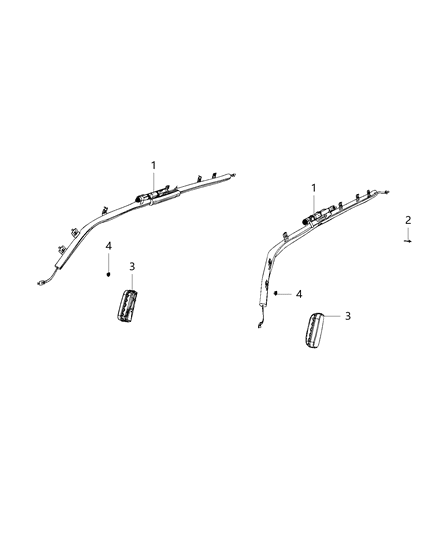 2001 Chrysler PT Cruiser Air Bag Side Curtain, Driver Side Diagram for 68243435AB
