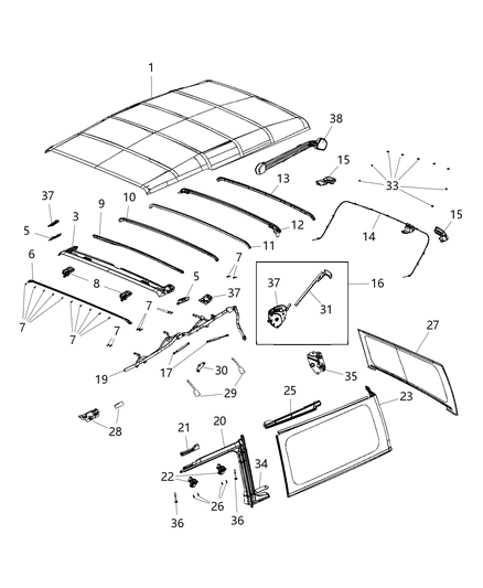 Lift Arm Folding Top Rear Diagram for 68446893AA