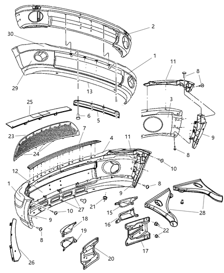 Beam Front Bumper Diagram for 55077960AB