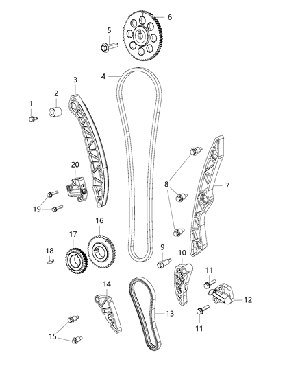 2001 Chrysler Sebring Bolt Hexagon Flange Head M12X1.50X45.00 Diagram for 6510465AA