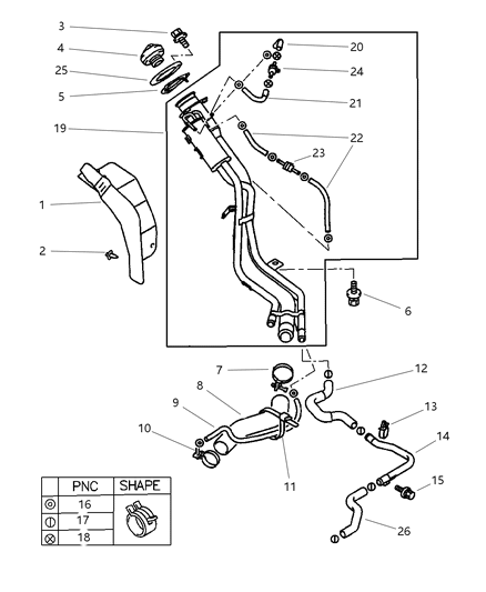 Hose Fuel Filler Tube Vent Diagram for MR556622