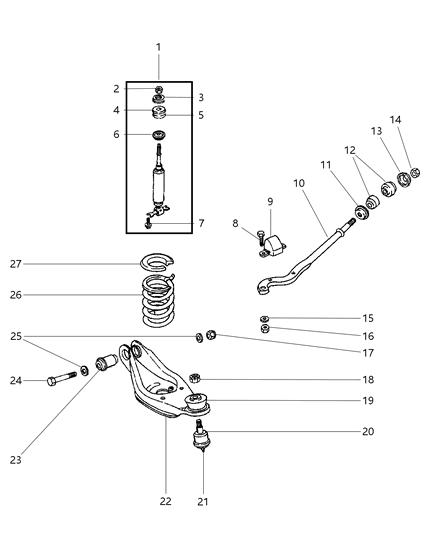 2000 Dodge Ram Van Ball Joint Package Lower Control Arm Diagram for 3837088AB