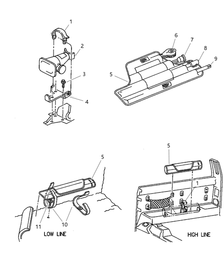 1986 Chrysler Laser Driver, Jack Handle Diagram for 52038247