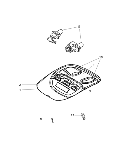 2009 Dodge Durango Module Overhead Console Diagram for 56046107AA
