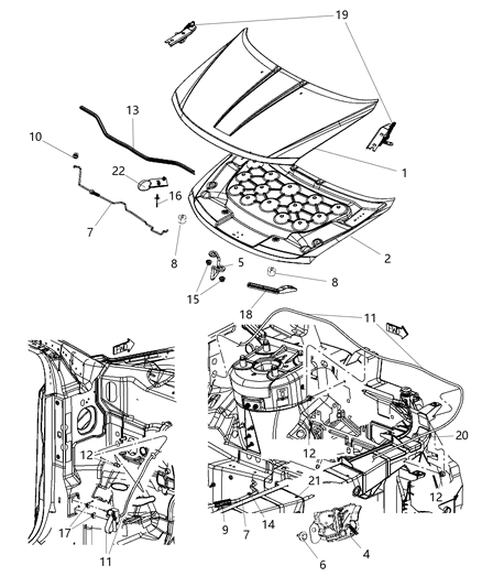 2000 Dodge Durango Release Hood Latch Diagram for 5155803AC