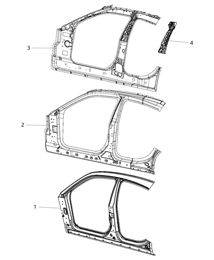 Panel Bodyside Aperture Outer Front Diagram for 68265441AD