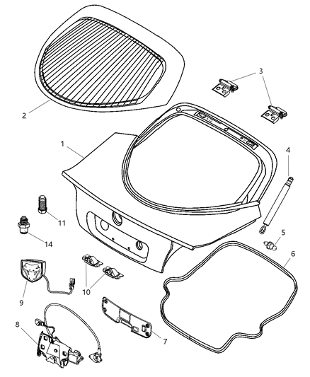 2008 Dodge Viper Liftgate Diagram for 68035612AA