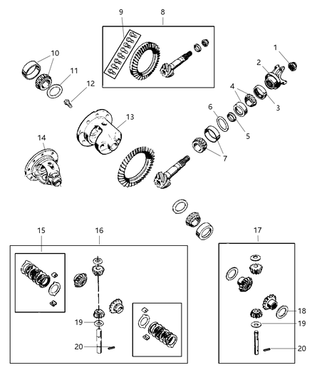 1993 Jeep Grand Wagoneer Gear Set, Ring And Pinion Diagram for 4761678
