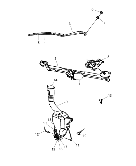 Hose And Connector Windshield Washer Diagram for 4805741AD