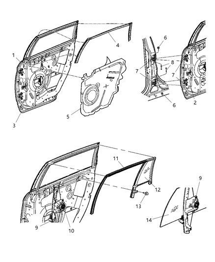 2004 Chrysler Pacifica Weatherstrip Rear Door Header Diagram for 4894358AG