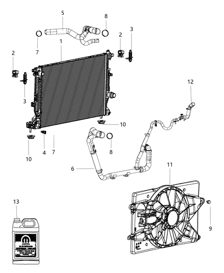 Radiator Engine Cooling Diagram for 55111483AB