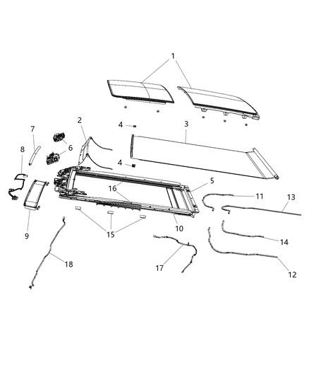 1988 Dodge Lancer Cover Sunroof Mechanism Diagram for 68231395AA