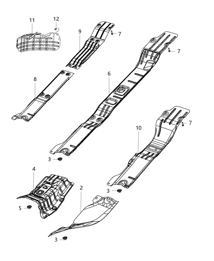 Shield Heat Tire Carrier Winch Area Diagram for 68332776AA