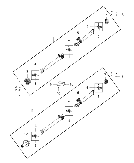 2008 Dodge Sprinter 3500 Bracket Drive Shaft Center Bearing Diagram for 52853240AD