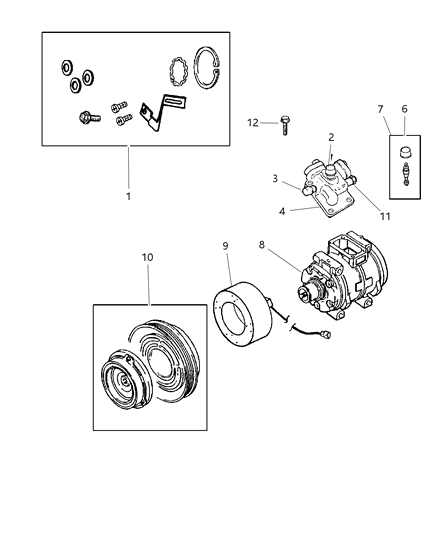 1991 Chrysler Town & Country Compressor, W/Manifold, W/O Clutch Diagram for R1017357