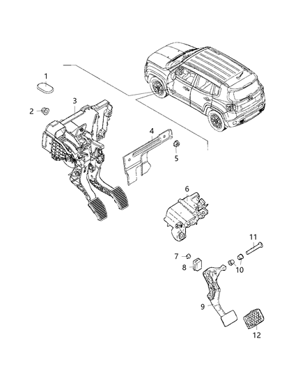 2001 Chrysler Sebring Support Brake Pedal Diagram for 68263293AA