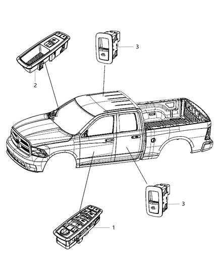 Switch And Bezel Front Door Diagram for 68212784AA