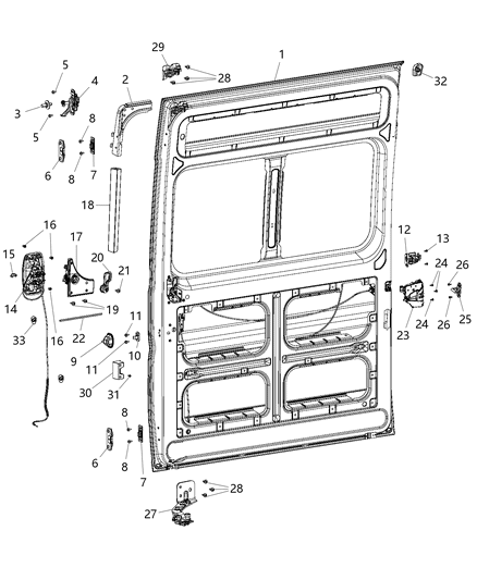 Catch Sliding Door Secondary Hook, Sliding Door Diagram for 68169423AB