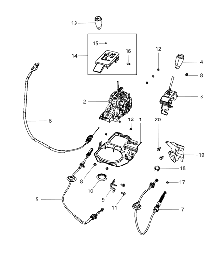 1988 Jeep J10 Lever Gearshift Diagram for 68069861AA