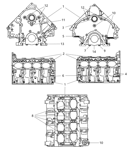 2001 Chrysler LHS Engine Short Block See Note For Contents Diagram for 68044957AA