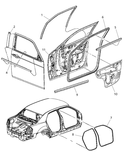 1991 Dodge B250 Water Shield Front Door Diagram for 5065162AG