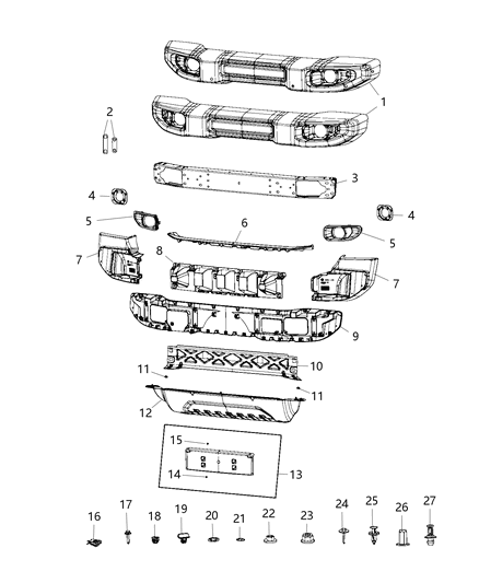 1984 Dodge Ramcharger Beam Front Bumper Diagram for 68295606AB