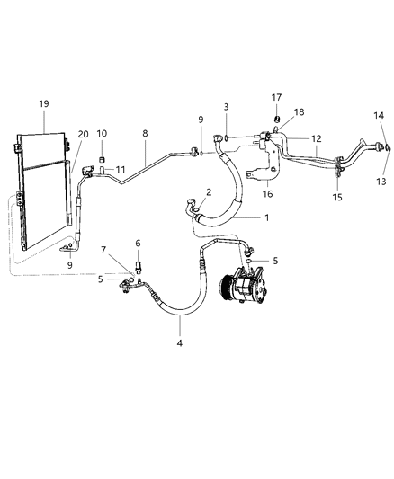 Line A/C Discharge: Seals, Transducer, O-Ring, Valve Core Diagram for 68089278AB