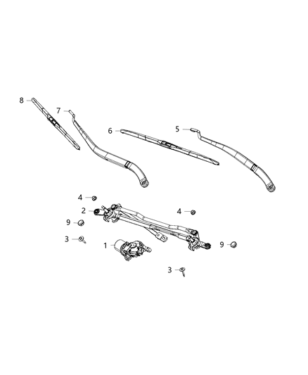 Blade Front Wiper Diagram for 68197138AB
