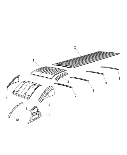 2015 Ram ProMaster 1500 Panel Roof Front Panel See Illustration 910 Diagram for 68134045AC
