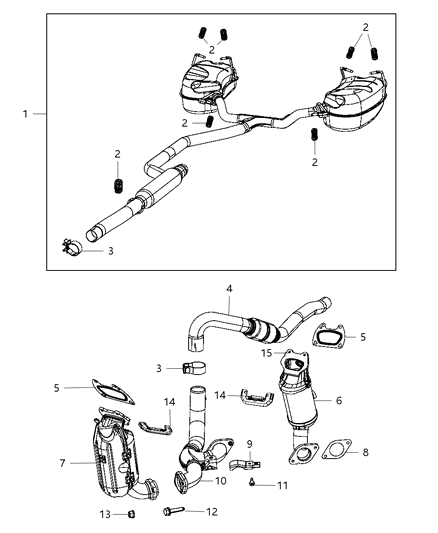 Muffler Resonator And Tailpipe Exhaust Diagram for 5147032AE