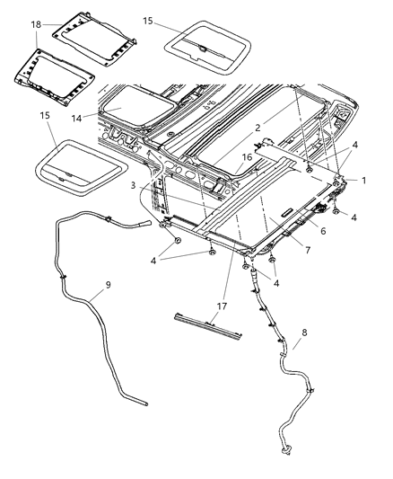 Hose Sunroof Drain Diagram for 55396474AD