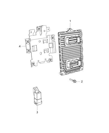 2018 Jeep Wrangler Bracket Powertrain Control Module Diagram for 68068324AC